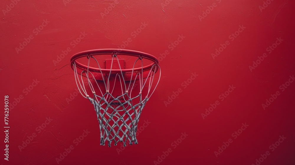 Basketball Hoop on Red Wall