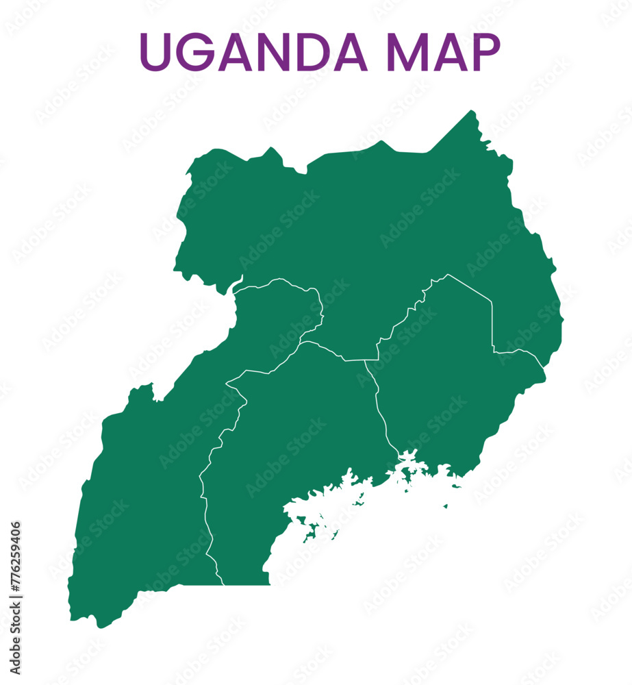 High detailed map of Uganda. Outline map of Uganda. Africa