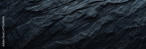 Dark Stone Surface with Natural Patterns. Textured Black Slate Rock Background. Generative AI