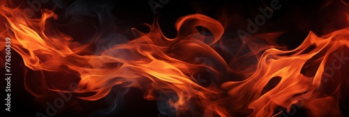 Fire Flames in Motion On Dark Background. Generative AI