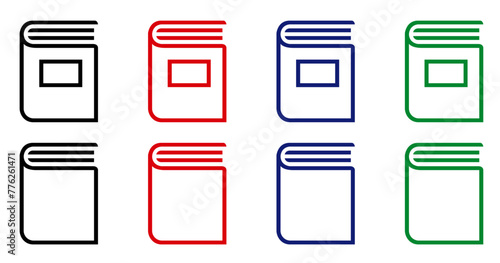 set of book icons color books book icon set education study reading learning language skill sign symbol line pictogram vector illustration design flat graphic design