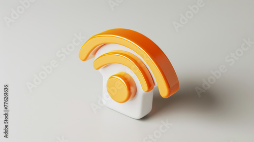 A Wi-Fi symbol is orange and has a curved shape. The Wi-Fi symbol is a representation of the internet and is used to indicate that a device is connected to a Wi-Fi network photo