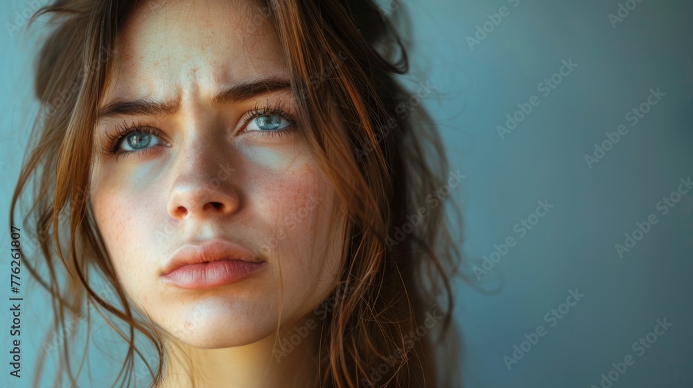 Beautiful woman with angry, confused and upset face generative ai Beautiful woman with angry, confused and upset face generative ai