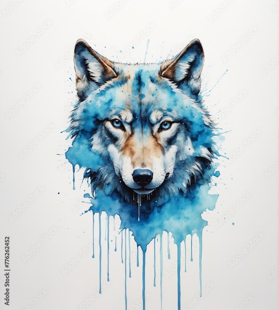 abstract watercolor painitng of wolf head abstract watercolor painitng of wolf head