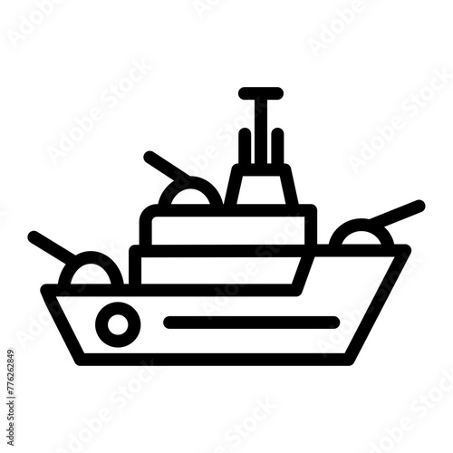 Warship Vector Line Icon Design
