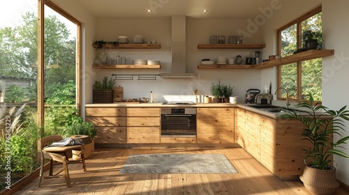 kitchen interior design with scandinavian style. Generative AI