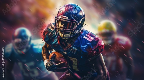 american football players at stadium colorful illustration
