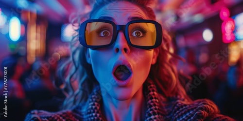 Woman Wearing Glasses With Surprised Look