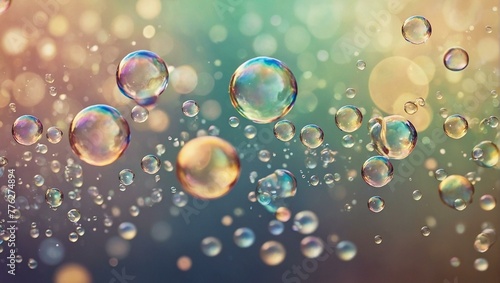 Ethereal image of shimmering bubbles floating with a blurred bokeh background creating a dreamy effect