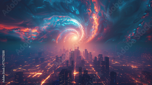 Futuristic city - psychic waves style