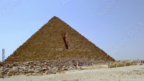 Handheld footage of Pyramid of Menkaure, Giza plateau, Egypt photo