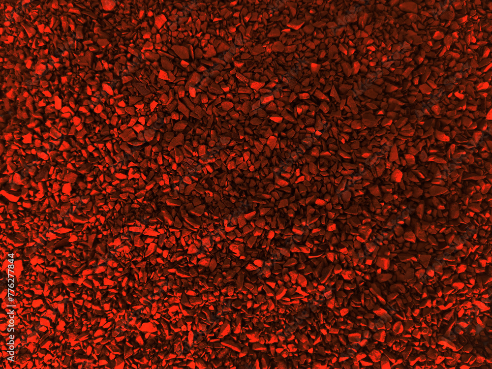 Abstract red background from instant coffee granules. Background texture close up. Imitation Small stones. For the design of forms, brochures, websites. Abstract red background from instant coffee granules. Background texture close up. Imitation Small stones. For the design of forms, brochures, websites.