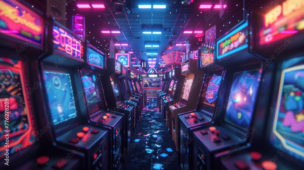 Retro-futuristic vibes: A vintage arcade cabinet stands amidst a sea of ...