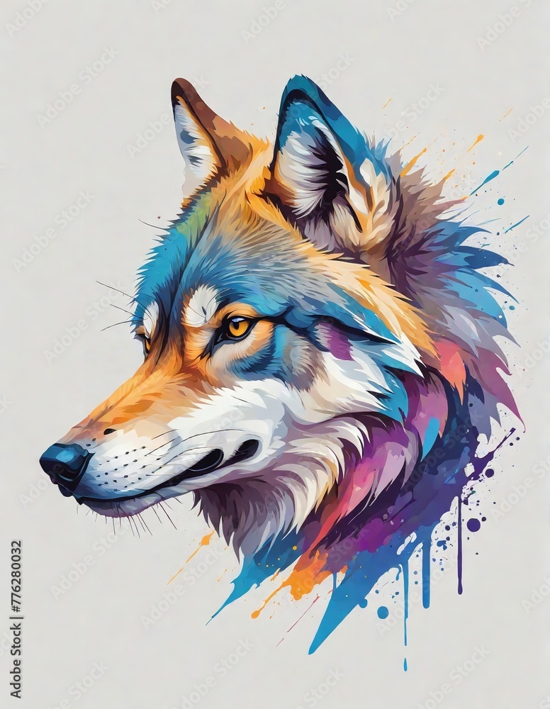 Naklejka premium abstract watercolor painitng of wolf head