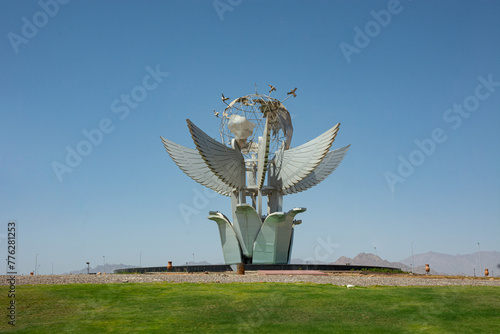 Vászonkép The peace sign in Sharm el-Sheikh is located on Peace Square, surrounded by a ring of light and music fountains