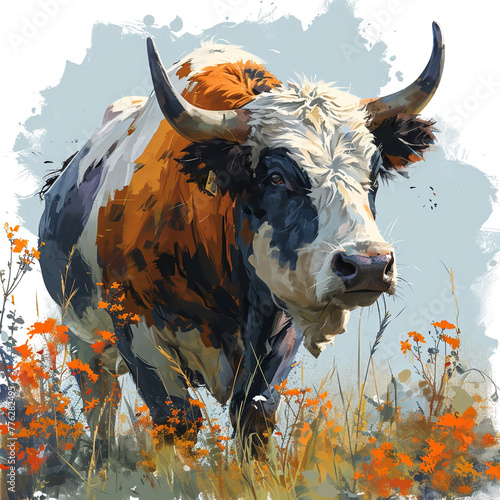 Watercolor illustration of Bull