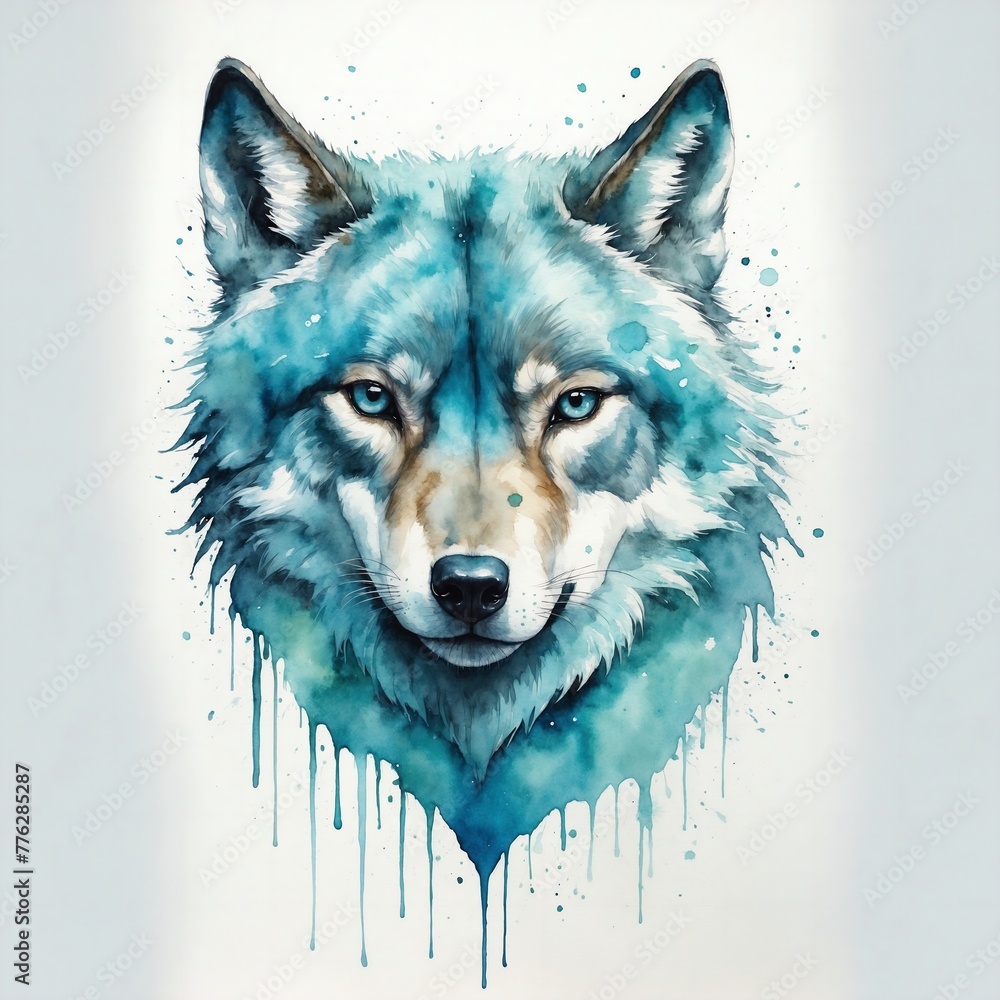abstract watercolor painitng of wolf head abstract watercolor painitng of wolf head