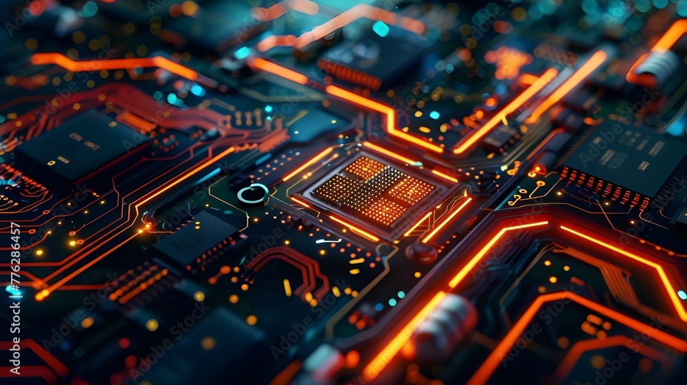 Electronic circuit board texture background and tile template. close-up ...