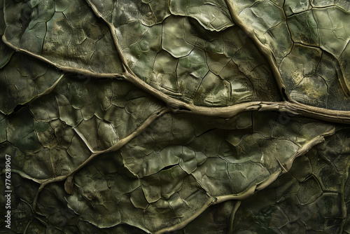 A leaf with a lot of cracks and wrinkles