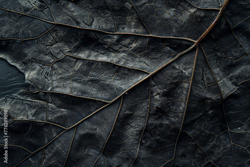 A leaf with a black background photo