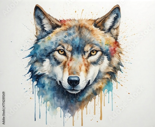 Wallpaper Mural abstract watercolor painitng of wolf head Torontodigital.ca