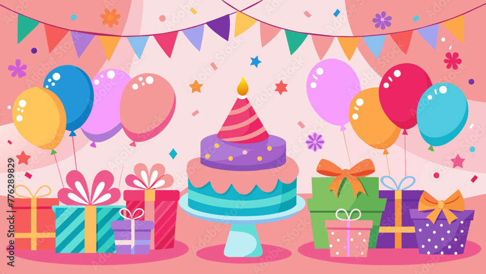 Sweet Celebration: A Vibrant Vector Illustration of a Birthday Cake Sweet Celebration: A Vibrant Vector Illustration of a Birthday Cake