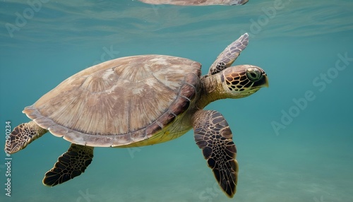 A-Wise-Old-Sea-Turtle-Lazily-Paddling-Through-Calm-