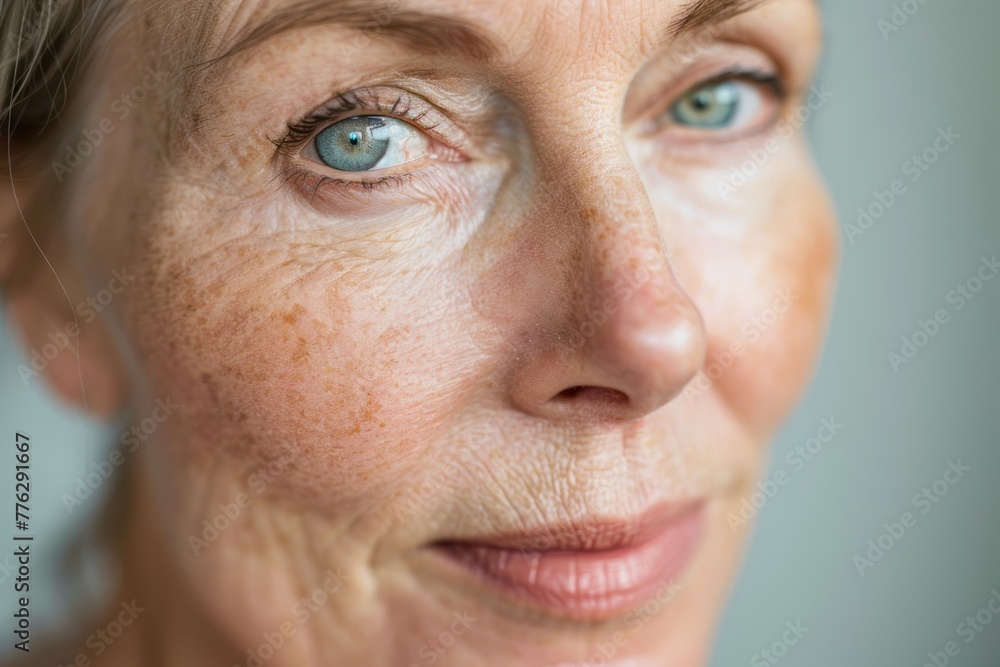 Portrait of senior woman with wrinkles on her face Portrait of senior woman with wrinkles on her face