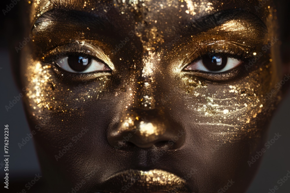 Portrait of an African-American female model with elaborate makeup