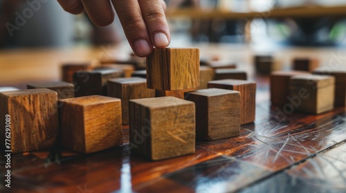 wooden cube held by one hand generative ai