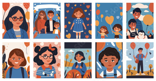 Radiant Joy. Children Sparkling in Play and Learning. Mega Pack Collection. Children's Day or Smart Kids Poster Illustration.