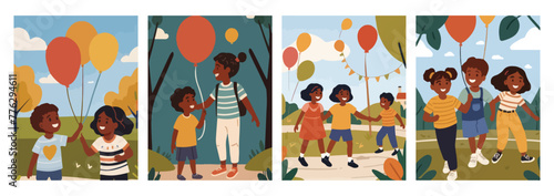 Radiant Joy. Children Sparkling in Play and Learning. Mega Pack Collection. Children's Day or Smart Kids Poster Illustration.