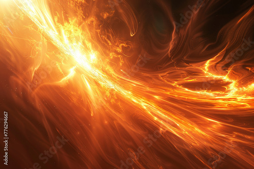 A bright orange flame with a black background