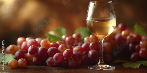 Weinglas von Weintrauben umgeben