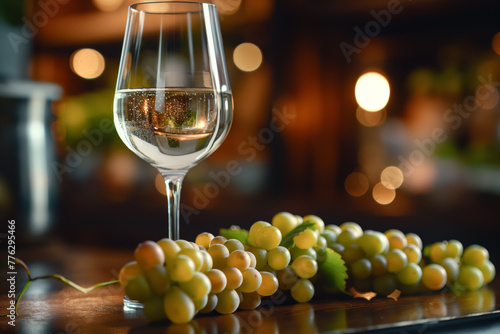 Weinglas von Weintrauben umgeben