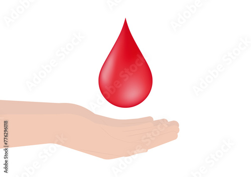 Blood Donation Concept. World Blood Donor Day. Hand Holding Blood Drop. Vector Illustration. 