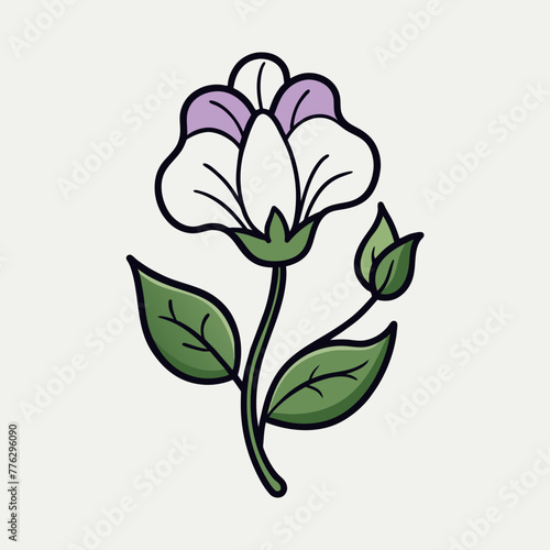 cute vector hand-drawn pea flower. icon, print, sketch, element of nature, doodle. isolated on a line drawing  and  art