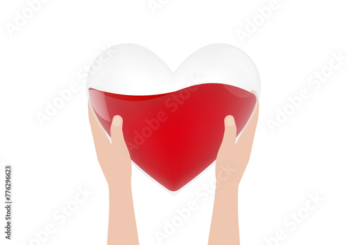 Blood Donation Concept. World Blood Donor Day. Hand Holding Red Heart. Vector Illustration. 
