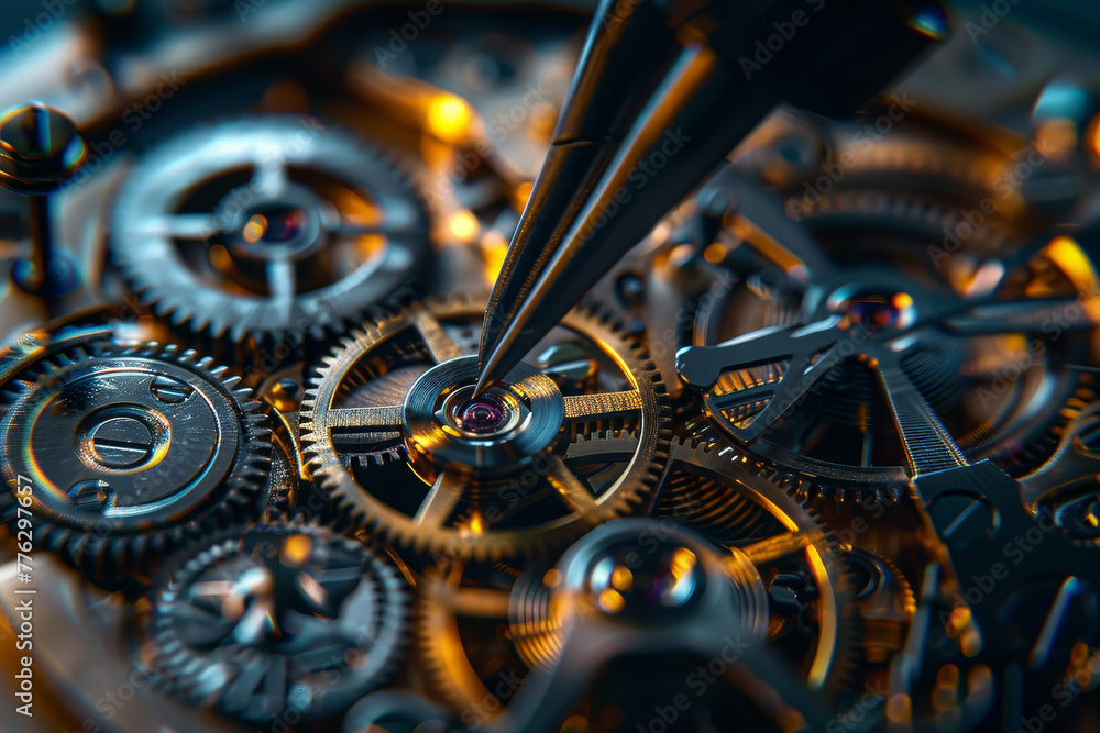 A close up of a clock with a pen on it A close up of a clock with a pen on it