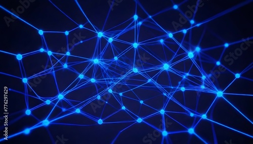 AI generated Neon Blue Abstract Network of Dots and Lines Background