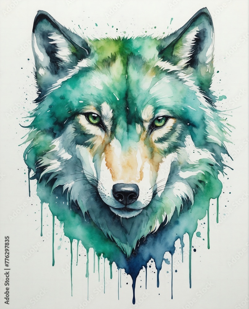 abstract watercolor painitng of wolf head abstract watercolor painitng of wolf head