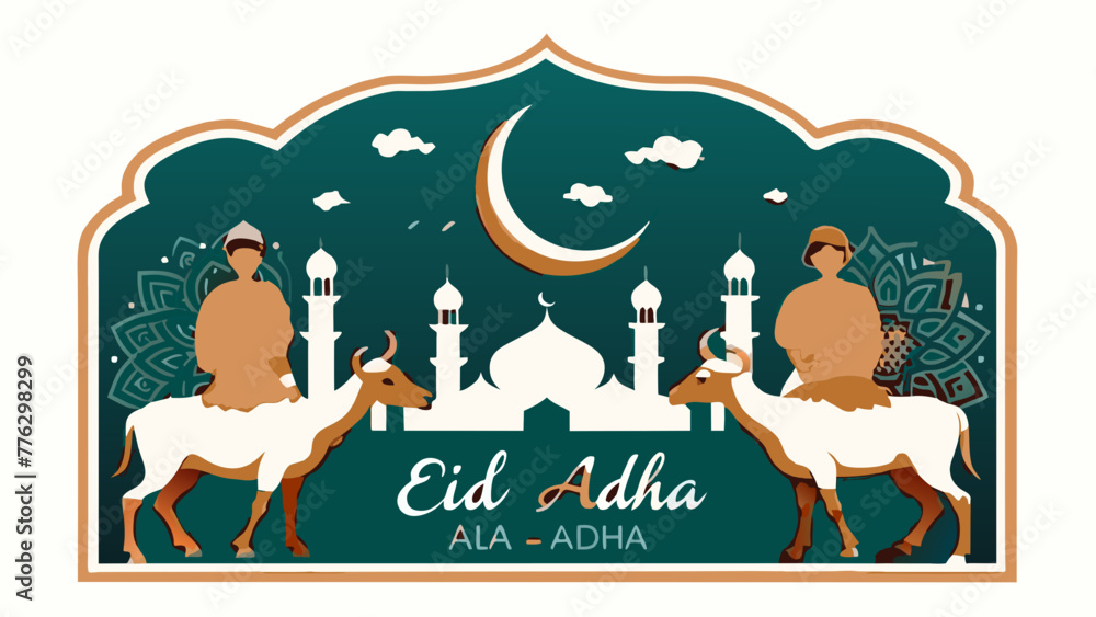 Obraz premium eid-al-adah-festival-greeting-card vector illustration