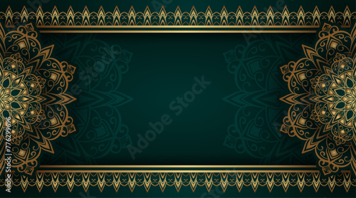 dark green background  with gold mandala ornament