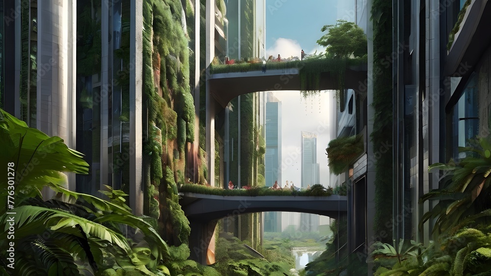 Futuristic green city. Futuristic green city.