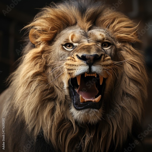 An image of lion aggressive and looking Generative AI