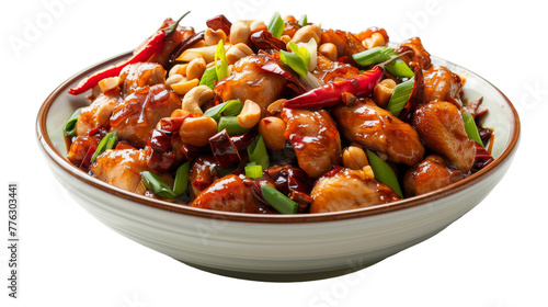 Kung Pao Chicken on transparent background.