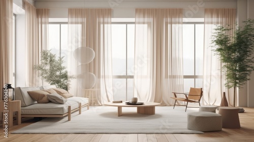 A Japandi style living room combines elements of Japanese minimalism with Scandinavian design principles  resulting in a harmonious and serene space. 