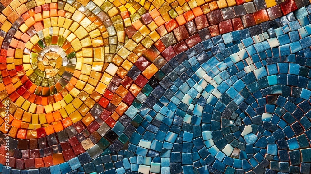 Fototapeta premium Close Up of a Mosaic Tile Wall