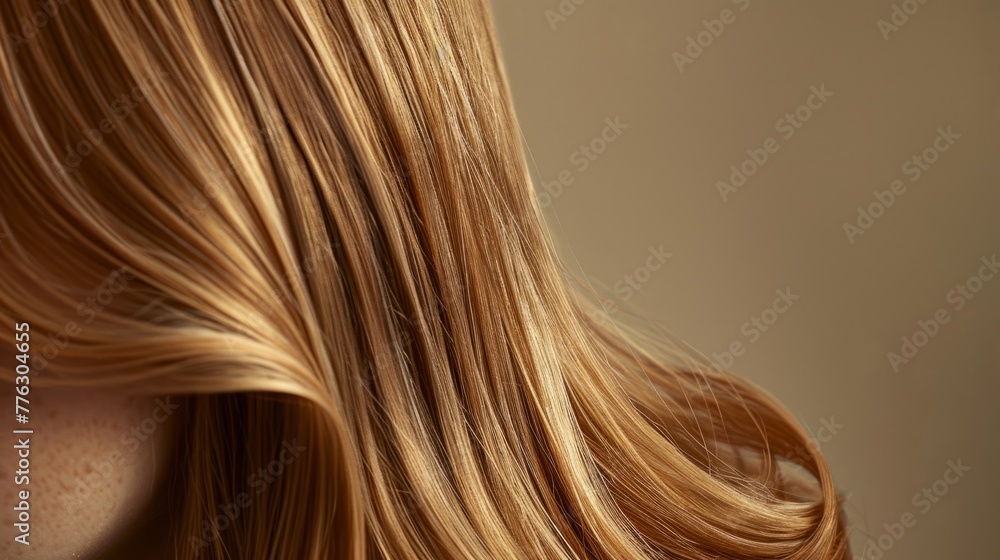 Naklejka premium woman seen from behind with light brown, straight hair, generative ai