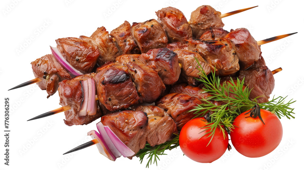 Lamb Shashlik on transparent background.